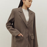 YOON RUCHED SLEEVE BLAZER IN BROWN