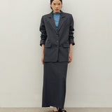 YOON RUCHED SLEEVE BLAZER IN CHARCOAL