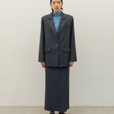 YOON RUCHED SLEEVE BLAZER IN CHARCOAL