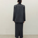 YOON RUCHED SLEEVE BLAZER IN CHARCOAL