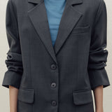 YOON RUCHED SLEEVE BLAZER IN CHARCOAL