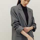 YOON RUCHED SLEEVE BLAZER IN GREY
