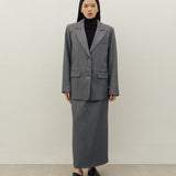 YOON RUCHED SLEEVE BLAZER IN GREY