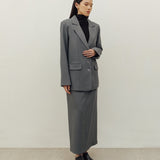 YOON RUCHED SLEEVE BLAZER IN GREY