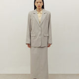 YOON RUCHED SLEEVE BLAZER IN LIGHT BEIGE