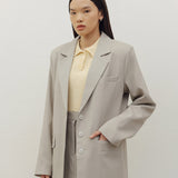 YOON RUCHED SLEEVE BLAZER IN LIGHT BEIGE