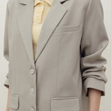 YOON RUCHED SLEEVE BLAZER IN LIGHT BEIGE