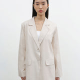 YOON RUCHED SLEEVE BLAZER IN BARLEY