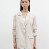 YOON RUCHED SLEEVE BLAZER IN BARLEY