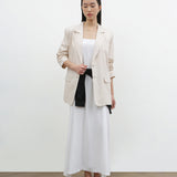 YOON RUCHED SLEEVE BLAZER IN BARLEY