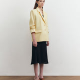 YOON RUCHED SLEEVE BLAZER IN BUTTER