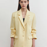 YOON RUCHED SLEEVE BLAZER IN BUTTER