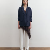 YOON RUCHED SLEEVE BLAZER IN DENIM