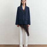 YOON RUCHED SLEEVE BLAZER IN DENIM