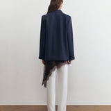 YOON RUCHED SLEEVE BLAZER IN DENIM