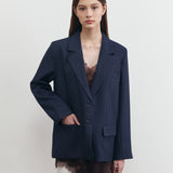 YOON RUCHED SLEEVE BLAZER IN DENIM