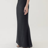 🌳 LINEN MERMAID SKIRT IN BLACK