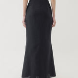 🌳 LINEN MERMAID SKIRT IN BLACK
