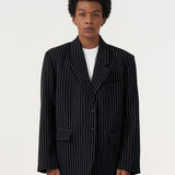 BASIC STRIPED OVERSIZED BLAZER