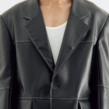 CONTRAST STITCHED LEATHER BLAZER