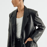 CONTRAST STITCHED LEATHER BLAZER