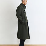 HIGH NECK LONG COAT IN ARMY