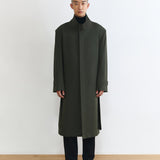 HIGH NECK LONG COAT IN ARMY