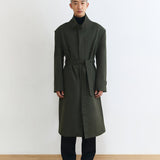 HIGH NECK LONG COAT IN ARMY