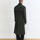 HIGH NECK LONG COAT IN ARMY