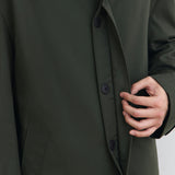 HIGH NECK LONG COAT IN ARMY