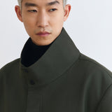 HIGH NECK LONG COAT IN ARMY