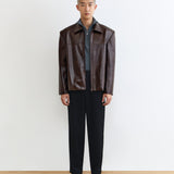 PATTERN BROWN LEATHER JACKET