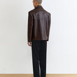 PATTERN BROWN LEATHER JACKET