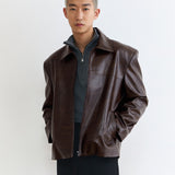 PATTERN BROWN LEATHER JACKET
