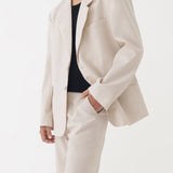 🌳 LINEN BASIC OVERSIZED BLAZER IN BEIGE