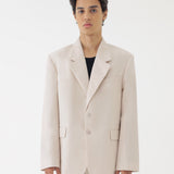 🌳 LINEN BASIC OVERSIZED BLAZER IN BEIGE