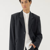 🌳 LINEN BASIC OVERSIZED BLAZER IN BLACK