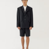 🌳 LINEN BASIC OVERSIZED BLAZER IN BLACK