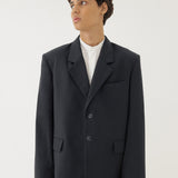 🌳 LINEN BASIC OVERSIZED BLAZER IN BLACK