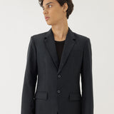 🌳 LINEN BASIC SLIM FIT BLAZER IN BLACK