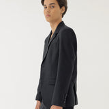 🌳 LINEN BASIC SLIM FIT BLAZER IN BLACK