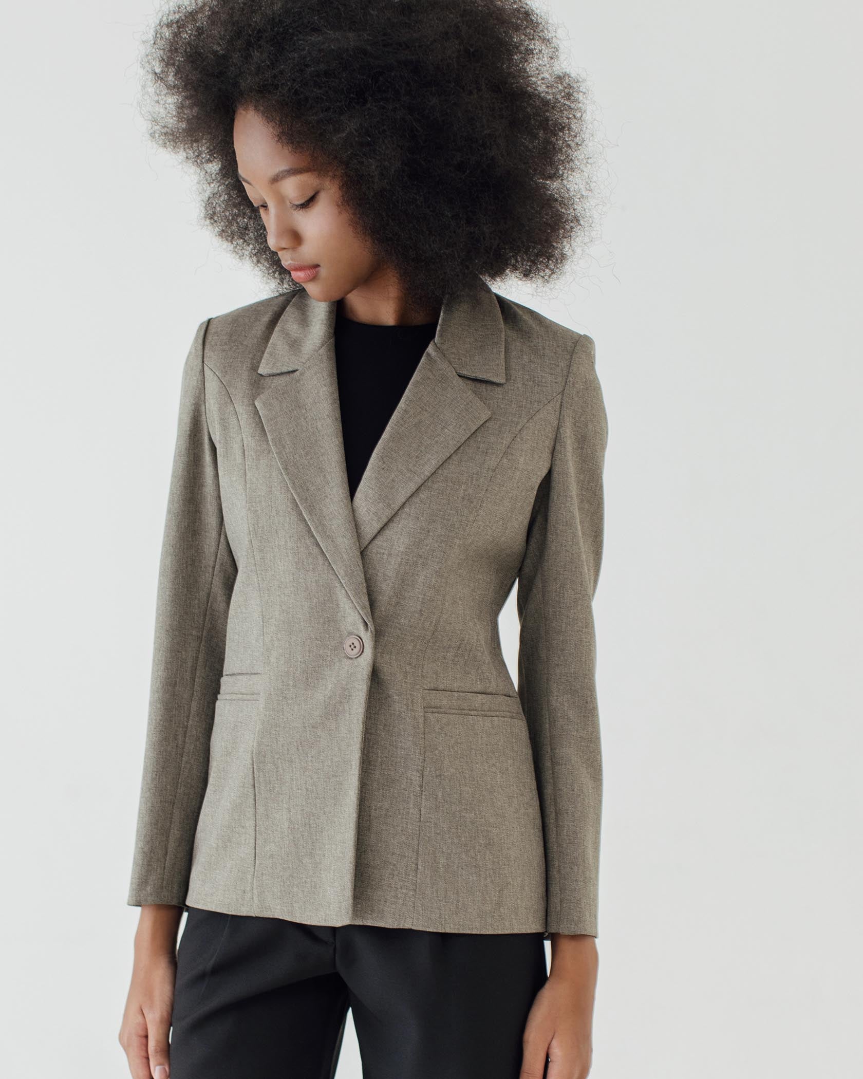 BASIC KHAKI GREY BLAZER