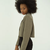 GEORGE KHAKI GREY CROP BLAZER