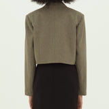 GEORGE KHAKI GREY CROP BLAZER
