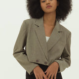 GEORGE KHAKI GREY CROP BLAZER