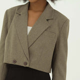 GEORGE KHAKI GREY CROP BLAZER